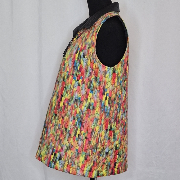 Caroline Rose Multicolor Quilted Zip Front Oversized Vest w/ Pockets - Size M - Picture 2 of 9